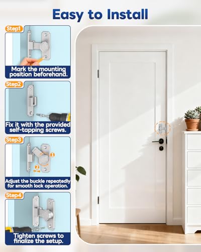Pocket Door Lock, 90 Degree Latch, Barn Door Hardware Silver 1PC - color: Silver-1 Pc