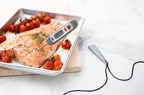 Taylor 9847 Waterproof Digital Instant Read Meat Food Grill BBQ Kitchen Cooking Thermometer, Comes with Sleeve Extender and Lanyard - color: Gray