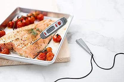 Taylor 9847 Waterproof Digital Instant Read Meat Food Grill BBQ Kitchen Cooking Thermometer, Comes with Sleeve Extender and Lanyard - color: Gray