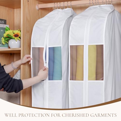 Univivi 50 Inch Cotton Hanging Clothes Bag for Storage 4 Pack, White - size: 50 Inch - 4 Pack
