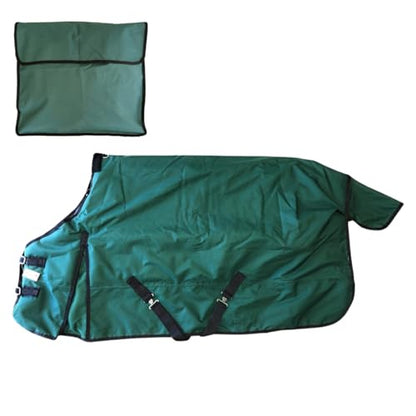 AJ Tack 1200D Waterproof Winter Horse Blanket with Storage Bag - 400g Heavyweight Turnout with Fleece Collar, Shoulder Gussets & Tail Flap - Green 78" - size: 78