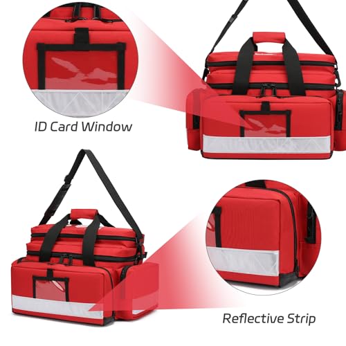 Medical Bag Empty First Responder Bag,Emergency Bag First Aid Kit Organizer,First Aid Bag with Detachable Dividers, Medical Bag for Nurses,Home Health Care, EMT