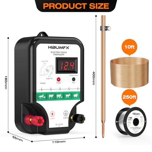 P4 Electric Fence Energizer Smart Fencing System with grounding Systems kit and Wiring Kits,Ideal for Poultry, Livestock, and Preventing Wild Animals Intruding