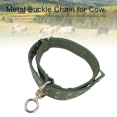 Cattle Collar, Nylon Thickened Heavy Duty Cow Show Collar with Metal Buckle and Traction Chain, Heavy Duty Cattle Show Collar Collar Thickened Neck Wrap for Horse Dog (Large Size)