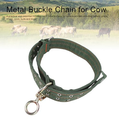 Cattle Collar, Nylon Thickened Heavy Duty Cow Show Collar with Metal Buckle and Traction Chain, Heavy Duty Cattle Show Collar Collar Thickened Neck Wrap for Horse Dog (Large Size)
