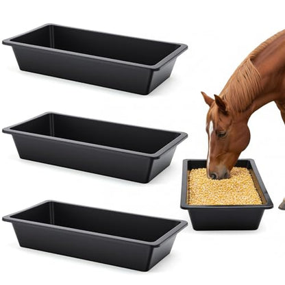 Geelin 4 Pcs 4.5 Gallon/18 Quart Plastic Livestock Water Trough, Black - color: Black, size: 4.5 Gallon/18 Quart