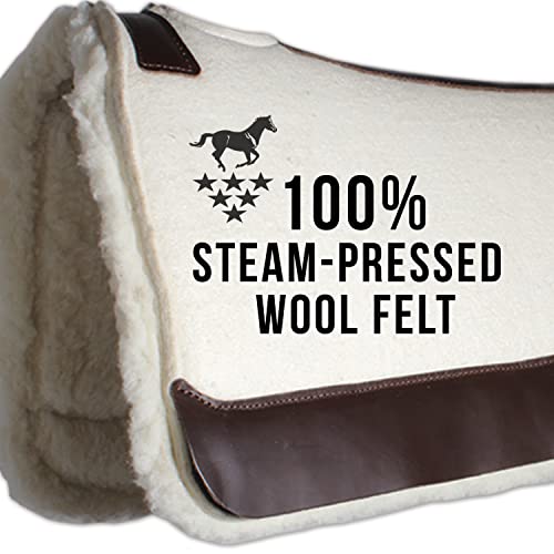 Professional's Choice 100% Steam-Pressed Saddle Pad | Wither Relief and Helps to Protect Against Pressure Points | Soft Fleece Bottom | 28" x 30" pad Size | 1 1/4" Felt | Tan