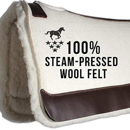 Professional's Choice 100% Steam-Pressed Saddle Pad | Wither Relief and Helps to Protect Against Pressure Points | Soft Fleece Bottom | 28" x 30" pad Size | 1 1/4" Felt | Tan