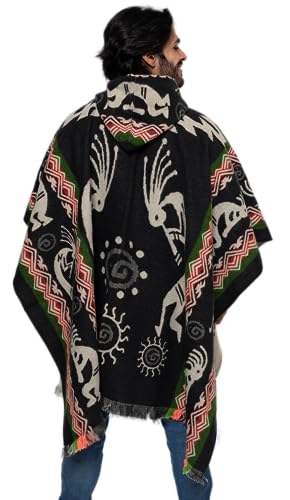 Alpaca Land, Handmade Ecuadorean Alpaca Wool Ponchos - color: Black Pomasqui