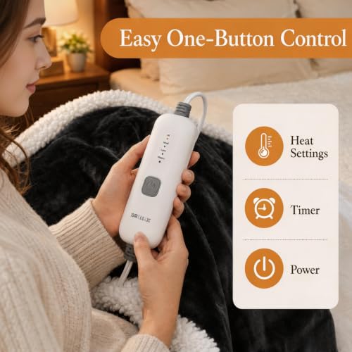 Electric Heated Blanket 72"×84", 4 Heating Levels & 10H Auto-Off | Full Size Dark Gray, Sherpa & Soft Microplush, Quick Heating, Machine Washable, for Couch, Bed & Office, Parents' Gifts - color: 01-dark Gray, size: Full Size ( 72"x84" )