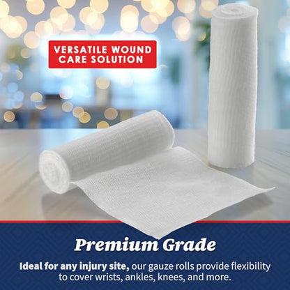 MEDca Gauze Bandage Rolls - 36 Pack, 4 in x 4.1 Yards Per Roll, Medical Grade Stretch Wrapping for Dressing All Types of Wounds and First Aid Kit (4-Inch, 36 Pcs)