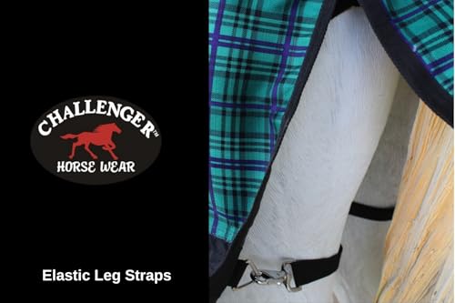 Challenger 1200D Turnout Waterproof Rain Light-Weight Sheet Plaid Horse Blanket 3EE09G - color: Turquoise Purple Plaid, size: 68 inches