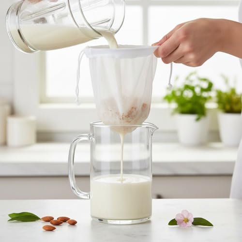 Kimmama Nut Milk Bag, Cheese Cloth Bag for Straining, Nylon, 7.9x11.8",4Pcs