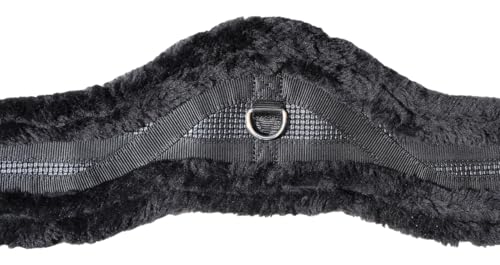 T TEKE Anatomic Luxury Plush Fleece Horse Girth - Contoured Pressure Relief English Girth with Dual-Side Heavy-Duty Elastic, Ultra-Soft Fleece Lining, Stainless Steel Solid-Roller Buckles & D-Ring - color: Black, size: 42"