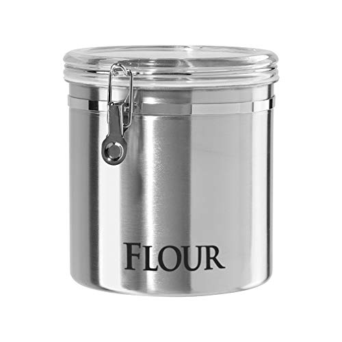 Oggi Jumbo 8" Stainless Steel Flour Clamp Canister - Flour & Food Storage - size: 8-Inch, style: Flour Canister
