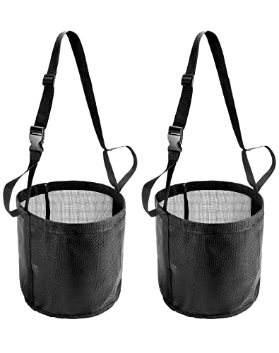 QWORK 2 Pack Horse Feed Bag for Grain - Durable Mesh Grain Feeder with Adjustable Strap, Comfortable Neck and Nose Pad Horse Muzzle Feed Bag, for Feeding Grain, Powder, Supplements