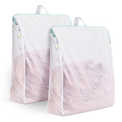 OTraki 2 Pack Large Mesh Laundry Bag with Handles 16x20 inch, White - size: 16 x 20 inch