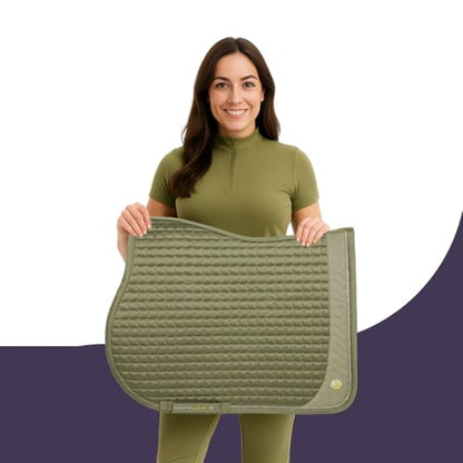 EQUINEWAVE GP Saddle Pad – Satin-Finish Quilted Design - color: Olive Green