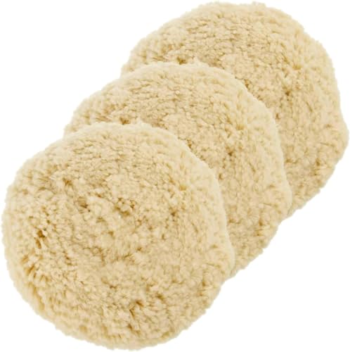 SPTA Wool Polishing Pads, 8"(200mm) 100% Natural Wool Buffing Pad with Hook & Loop Backing 4pcs Set Come with 5/8-11 Thread Backing Plate for Car Polishing, Buffing and Cutting - size: 8inch (200mm) Sets
