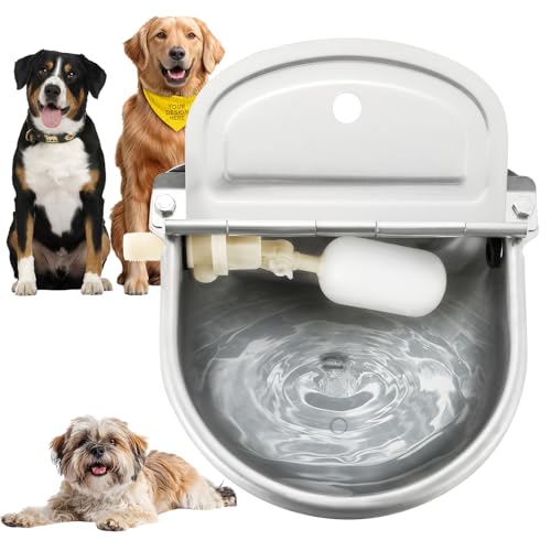 Automatic Water Dispenser for Dogs & Livestock with Drainage Hole | 304 Stainless Steel, Outdoor Dog Bowl, Horse & Goat Waterer, Drinking Water Bowl with Float Valve
