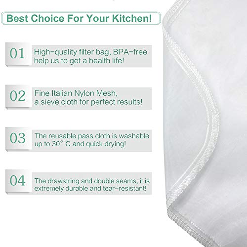Nut Milk Bag Reusable 2 Pack Food Strainer Nut Bag(8×10 in) - size: 2 pack - 8"x10"