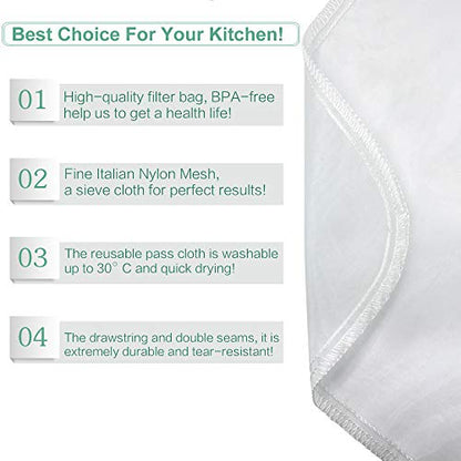 Nut Milk Bag Reusable 2 Pack Food Strainer Nut Bag(8×10 in) - size: 2 pack - 8"x10"