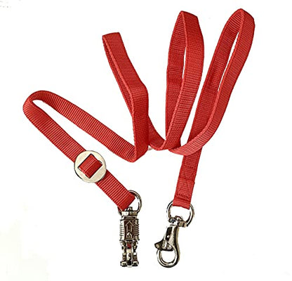 Majestic Ally Double Thick 36" to 72" Trailer Tie for Horse Haulage, Cross tie with Adjustable Buckle, Panic Snap and Bull Snap – 1" Wide by 36" to 72" Long (Red) - color: Red