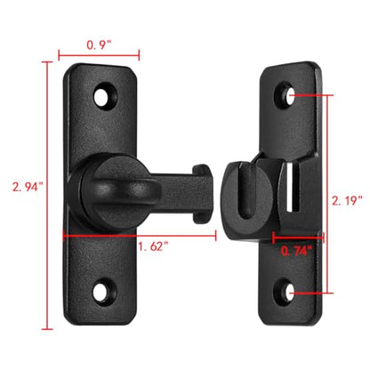 Matte Black Aluminum Alloy Gate Lock,90/180 Degree Barn Door Latch - color: Matte Black