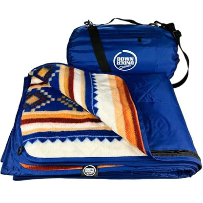 DOWN UNDER OUTDOORS Waterproof 350 GSM Fleece or Sherpa Stadium Blanket - color: Aztec