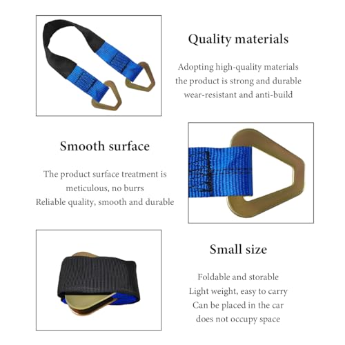 DXNQ 2" × 29" Premium Axle Tie Down Strap with D Rings, Heavy Duty Axle Strap with Protective Sleeve Working Load Limit 6614 Lbs, High Tension Axle Strap for Securing Car Transport (Blue) - color: Blue