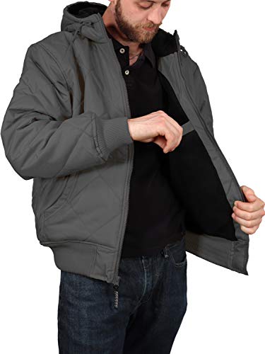 Men's Fleece Lined Quilted Winter Jacket Coat - color: Gray, size: X-Large