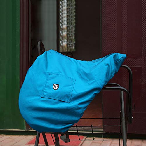Harrison Howard Premium English Saddle Cover, Waterproof & Breathable Fleece-Lined Protective Saddle Cover - color: Azure Blue, size: GP/CC-One Size