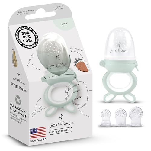 Moss and Fawn Forage Feeder - Silicone Baby Fruit Feeder - Fern | Frozen Breast Milk Popsicle Teether & Pacifier, BPA, PVC & Phthalate-Free - color: Fern