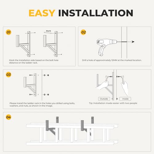 BougeRV 2 Pack Ladder Rack for Trailer Side Mount 353 lb Capacity