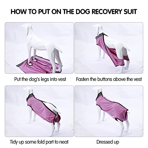 Dotoner Dog Recovery Suit Abdominal Wound Puppy Surgical Clothes Post-Operative Vest Pet After Surgery Wear Substitute E-Collar & Cone(M,Pink) - color: Pink, size: Medium (Pack of 1)