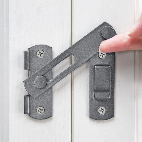 2 Packs Grey Stainless Steel Barn Door Latch Bi-fold Door Lock - color: Gray