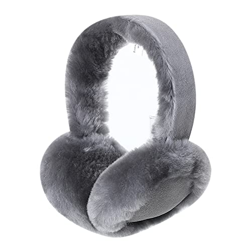 MaxW Wool Ear Muffs for Winter Women Men Fluffy Earmuffs Soft Cozy Ear Warmers Outdoor Ear Covers for Cold Weather - color: A-grey