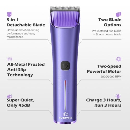 Professional Dog Grooming Clipper with 5-in-1 Replacement Blade - color: Purple