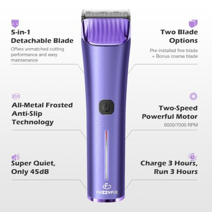 Professional Dog Grooming Clipper with 5-in-1 Replacement Blade - color: Purple