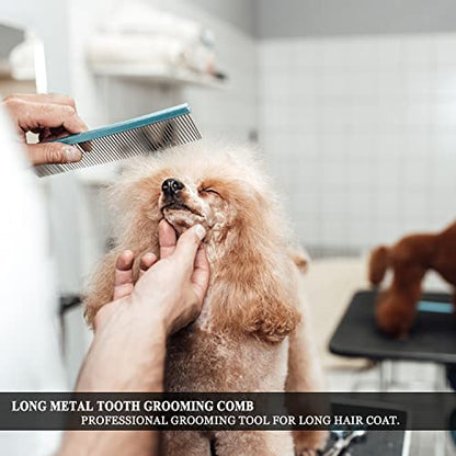 Metal Dog Grooming Combs Shedding Tangles,Knots,Mats.(7.5inches) - color: blue, size: Medium