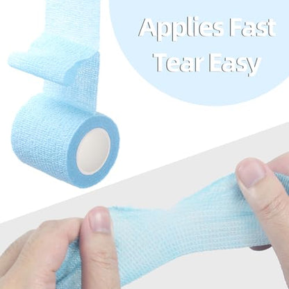 IndigoCase 12 Pack Self Adhesive Bandage Wrap 2 Inch x 5 yd Elastic Tape - color: Skyblue, size: 2 Inch - 12 Pack