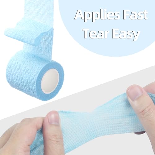 IndigoCase 6 Pack Self Adhesive Bandage Wrap 3 Inch x 5 yd Elastic Tape - color: Skyblue, size: 3 Inch - 6 Pack