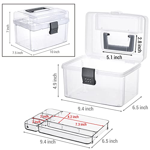 MyGift Clear First Aid Kit Box with Tray, Portable Medicine Storage - color: Gray