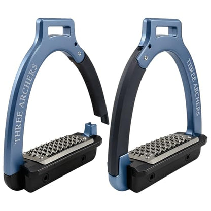 THREE ARCHERS Safety Stirrups Side Opening Design for English Saddle - color: blue