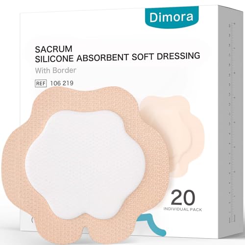 Dimora 20 Count Sacral Silicone Absorbent Dressing 7" x 7" - Sacrum Bandage with Border for Pressure Ulcers Post Surgical Wounds, Soft Adhesive Wound Pad for Moderate to Heavy Exudate - size: 7"x 7" - 20 pcs