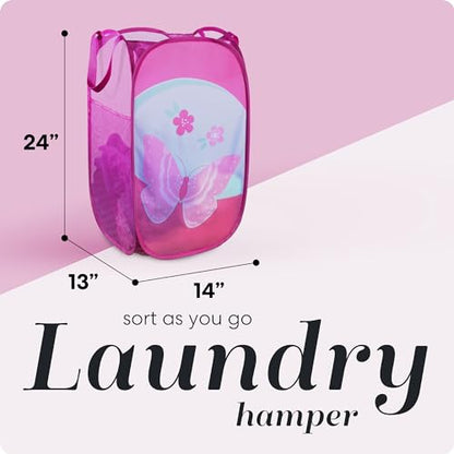Handy Laundry Collapsible Mesh Pop Up Hamper (Butterfly) - color: Butterfly, 1-PACK