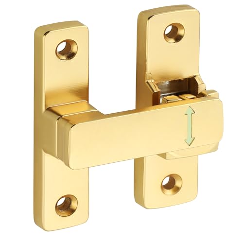 Mooche Sliding Barn Door Lock, 90/180 Degree Flip Door Lock Latch, Gold | Protecting Safety Sliding Gate Latches Heavy Duty Hardware Door Latch for Barn Garden Fence Window Bathroom Cabinet - color: Gold