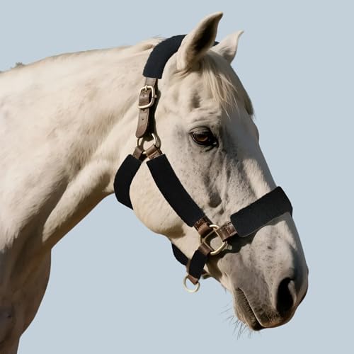 Fleece Horse Halter Cover (Full-Cover Series (9-Piece), Black) - color: Black, style: Full-Cover Series (9-Piece)