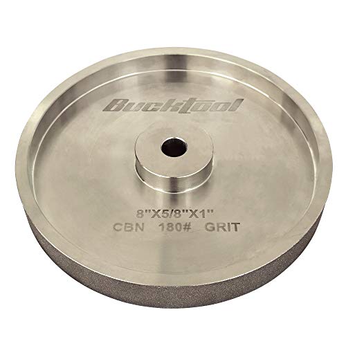 BUCKTOOL 180 Grit 8-Inch CBN Grinding Wheel, 1-Inch Wide, 5/8-Inch Arbor - style: 180Grit, 1" Wide