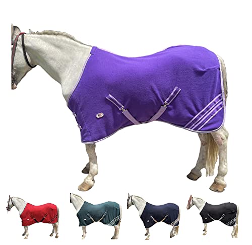 Majestic Ally Anti Pill Fleece Horse Blanket /Sheet with Silver Braided Rope (Purple, 78) - color: Purple, size: 78